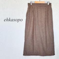 ehkasopo タイトスカート フリー 千鳥格子 ブラウン ミディ丈 518