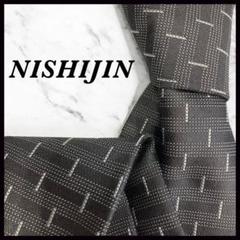NISHIJIN 西陣織　ネクタイ　ブラック　ストライプ柄　シルク