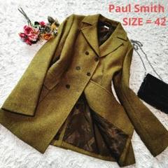 美品 ポールスミスブラック チェスターコート 総柄 ダブル ウール 黒 L 42 Paul Smith - ポール・スミス Paul Smith コート チェスター