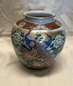 九谷焼　手描き染付 山水 青粒 祝壽壺　花瓶　秀山 九谷焼 秀山 秀山造 花瓶 花器 ツボ 染付 花道 孔雀 - メルカリ