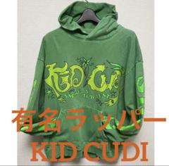 美品格安KID CUDI パーカーグリーンＬストリート HIP HOP ラッパー