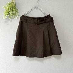 イング［F］なめらか　ベルト付きキュロット　フレアショートパンツ　フレアミニスカ