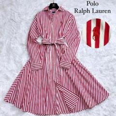 美品‼️ラルフローレン♡バンドカラー✖︎ストライプシャツワンピース　ワンポイント刺繍 美品‼️ラルフローレン♡バンドカラー✖︎ストライプシャツ