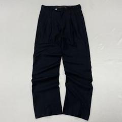 90s Vintage 2タック レーヨン スラックス 光沢 ドレープ ブラック