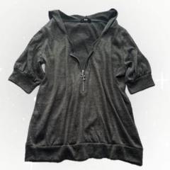 00s galliano archive ニットパーカー 平成初期 グランジ 00s archive クロス 十字架 半袖ニット パーカー ハーフジップ