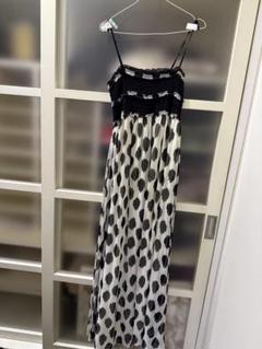 【美品】DURAS キャミワンピース 白黒ドット柄