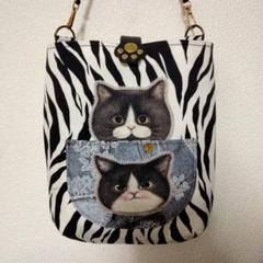 コヤンイサムチョン☆ジョーズくん☆ハチワレ猫☆縦長ショルダーバッグ☆ハンドメイド