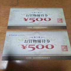 株式会社ヤマダホールディングス 買物優待券 1000円分(500円×2枚)のサムネイル