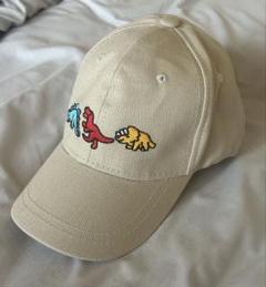 恐竜刺繍 ベージュ キャップ帽