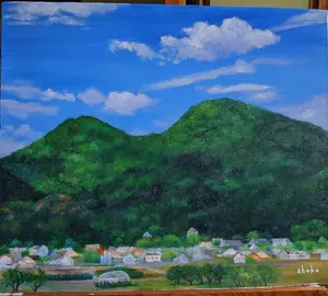 絵画　油彩画　Ｆ30　一点物　【グリーンテラス】原画　自作の絵　芸術作品　アート 絵画 油彩画 F30 一点物 【グリーンテラス】原画 自作の絵 芸術