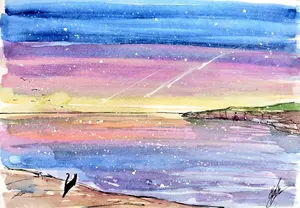 原画#3662　雨　ニューヨーク　アート　水彩画　ドローイング　インテリア　絵画 原画#3873 ワイン 雨 ニューヨーク 水彩画 ドローイング