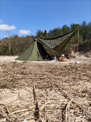 ルーマニア軍 テントシート アメーバカモ ポンチョテント 軍幕