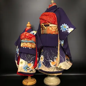 ＊ 市松人形 12号 アンティーク 繻子帯 刺繍 セット 帯揚げ 帯締め ＊ 市松人形 12号 アンティーク 繻子帯 刺繍 セット 帯揚げ 帯締め