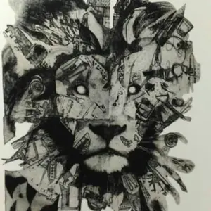 注意ハガキサイズ10000円❗額付きバズった色違い絵画「威風堂々ニャンコ」 注意ハガキサイズ10000円❗額付きバズった色違い絵画「威風堂々