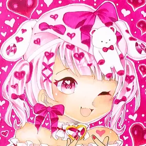手書きイラスト グロかわうさぎちゃん オリジナル アナログ