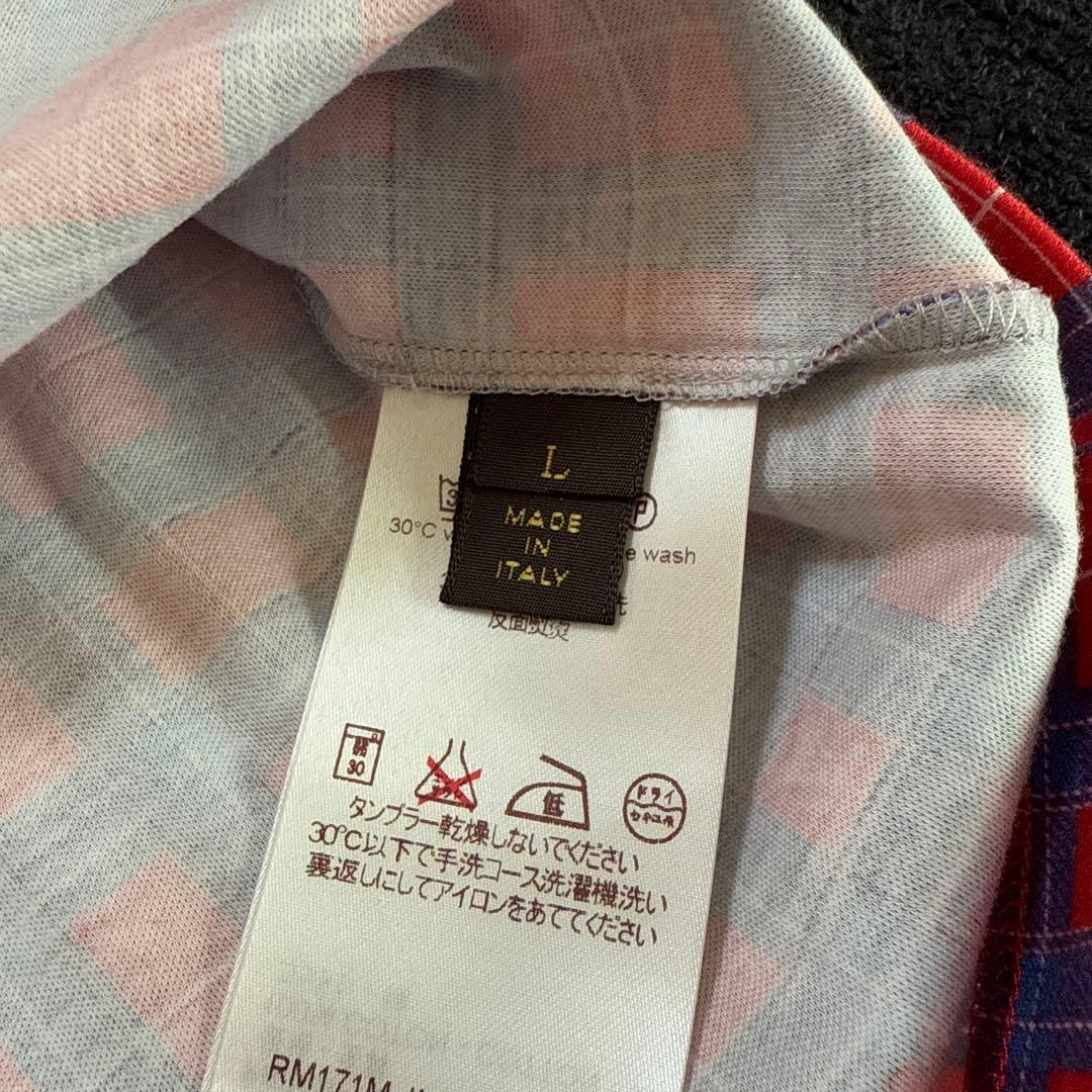 Louis Vuitton 赤と青のチェック Tシャツ　美品