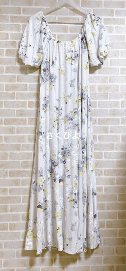 新品未使用　ジェラートピケ♡フラワー柄マキシワンピース　ルームウェア