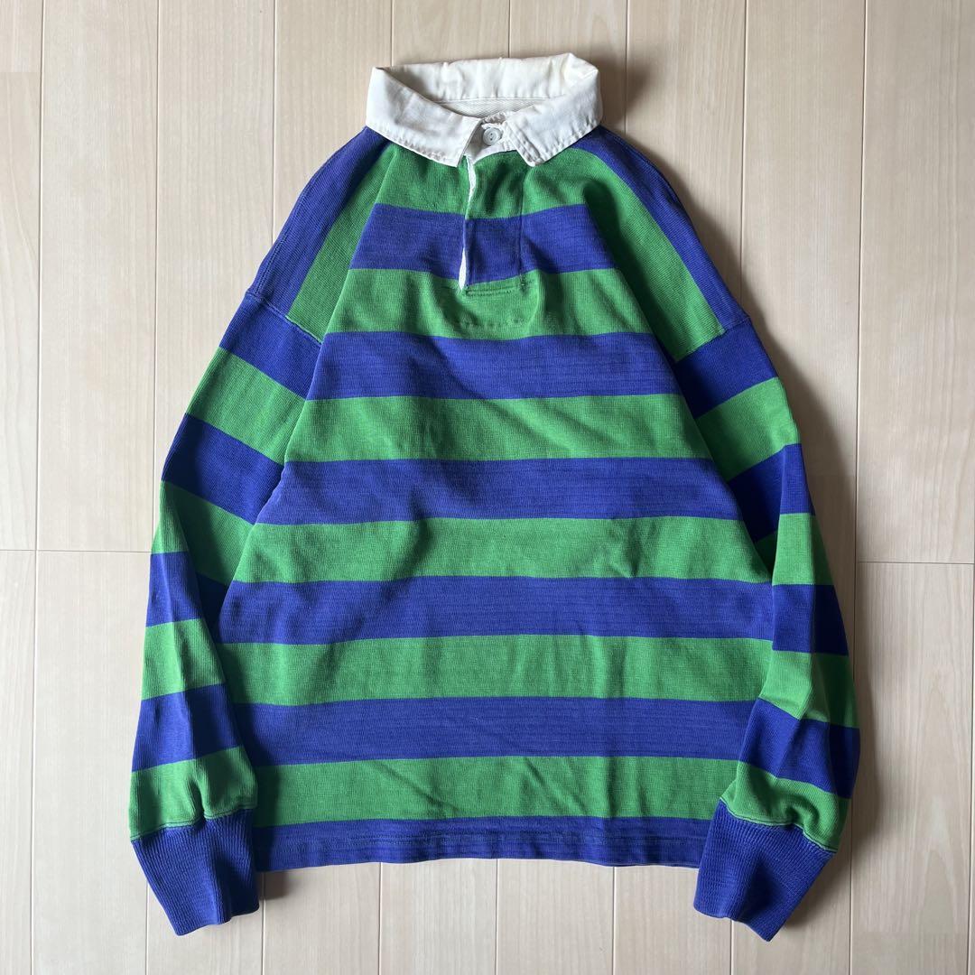 80's ラガーシャツ ボーダー ロンＴ パープル＆グリーン