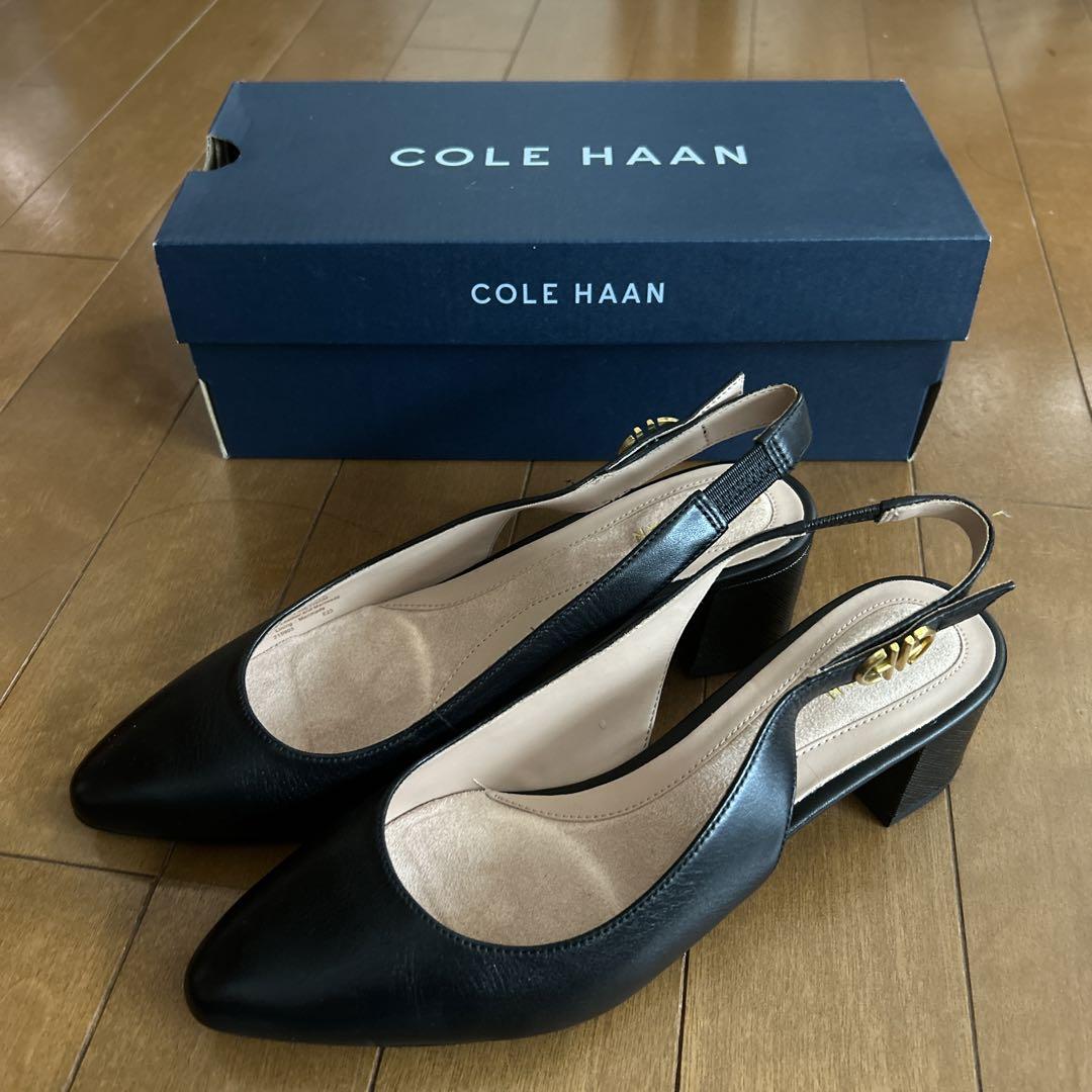 半額以下で買えるクーポン特集 COLE 約4.5cmヒール スリングバックヒール 黒 コールハーン HAAN 靴