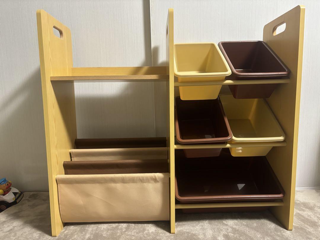 リトルプリンセス ２way おもちゃ棚 絵本棚 収納ラック 収納ボックス付き