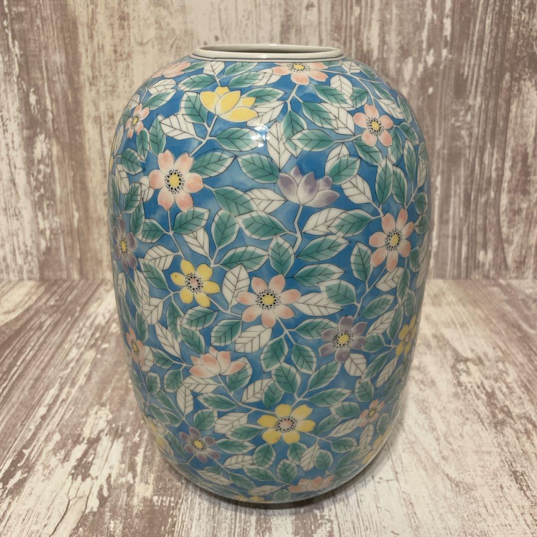 前畑陶器　美濃焼　庫山造　花器＊花瓶＊共箱入り　アンティーク 前畑陶器】美濃焼＊庫山造＊花器＊花瓶＊共箱入り＊花鳥