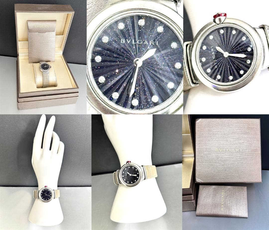 美品　ギャラ付き　定価88万　ブルガリ　ルチェア　ダイヤ　夜空　自動巻き　時計