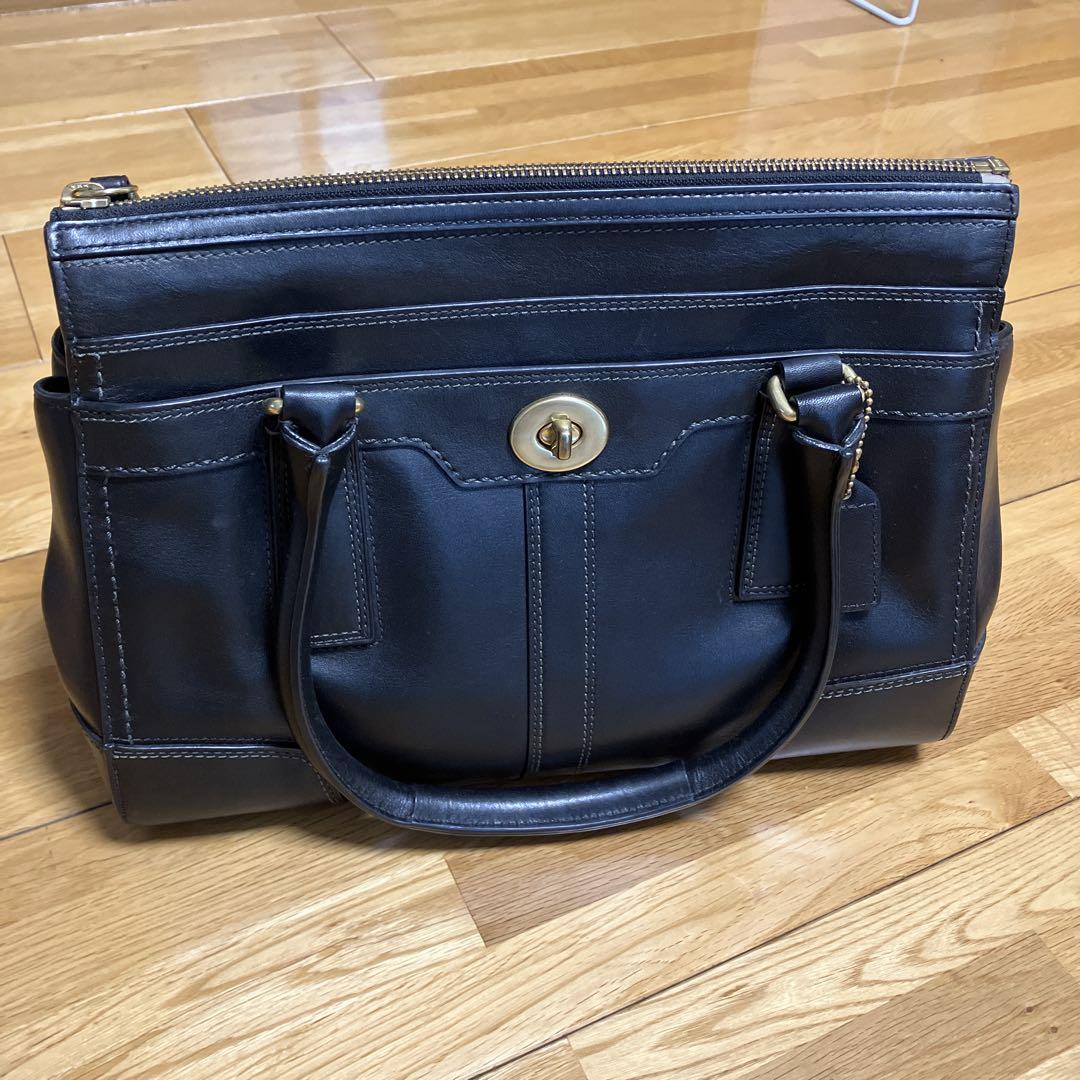 coach コーチ 黒レザー ハンドバッグ 中型