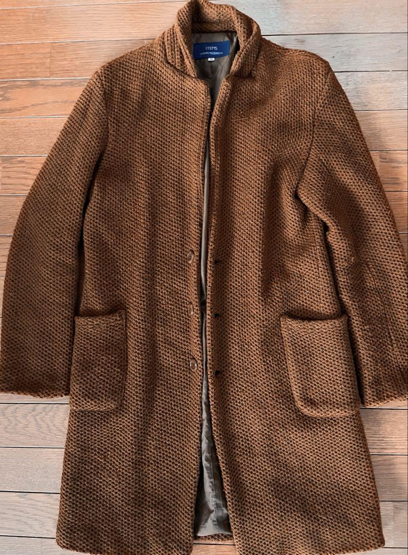 【URBAN RESEARCH】ブラウン ワッフル編み ロングコート
