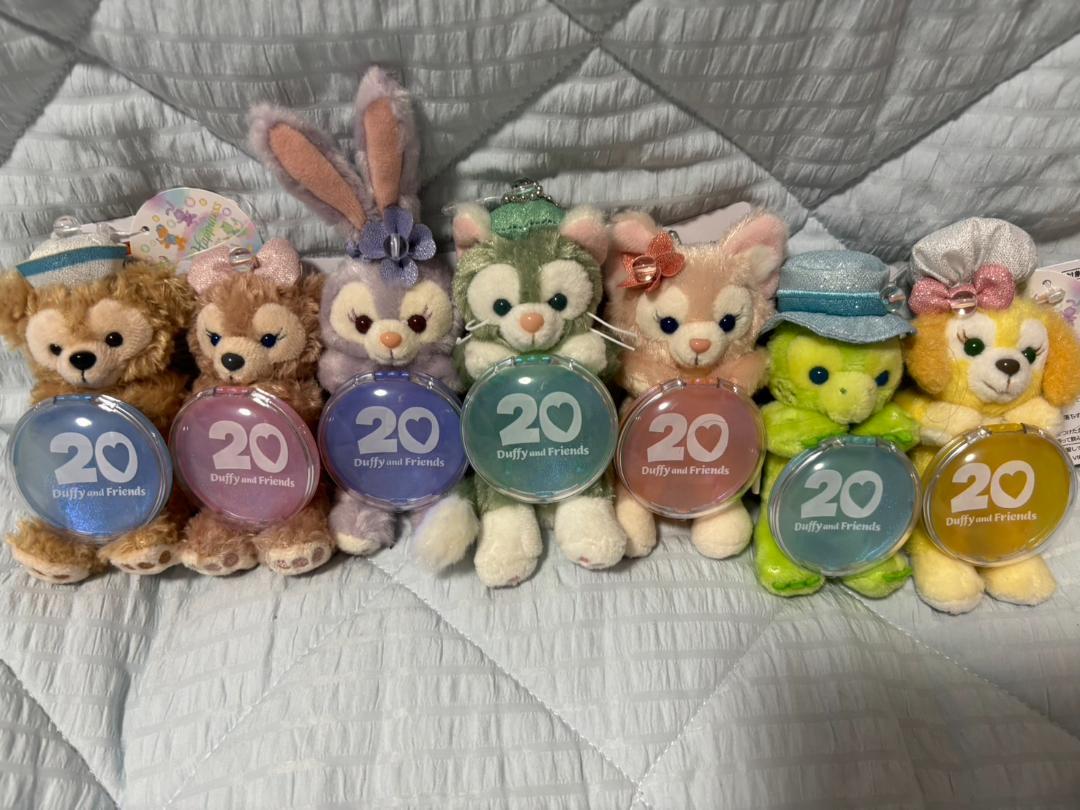 【新品】ダッフィー 20周年 カラフルハピネス ぬいぐるみチャーム 7点セット