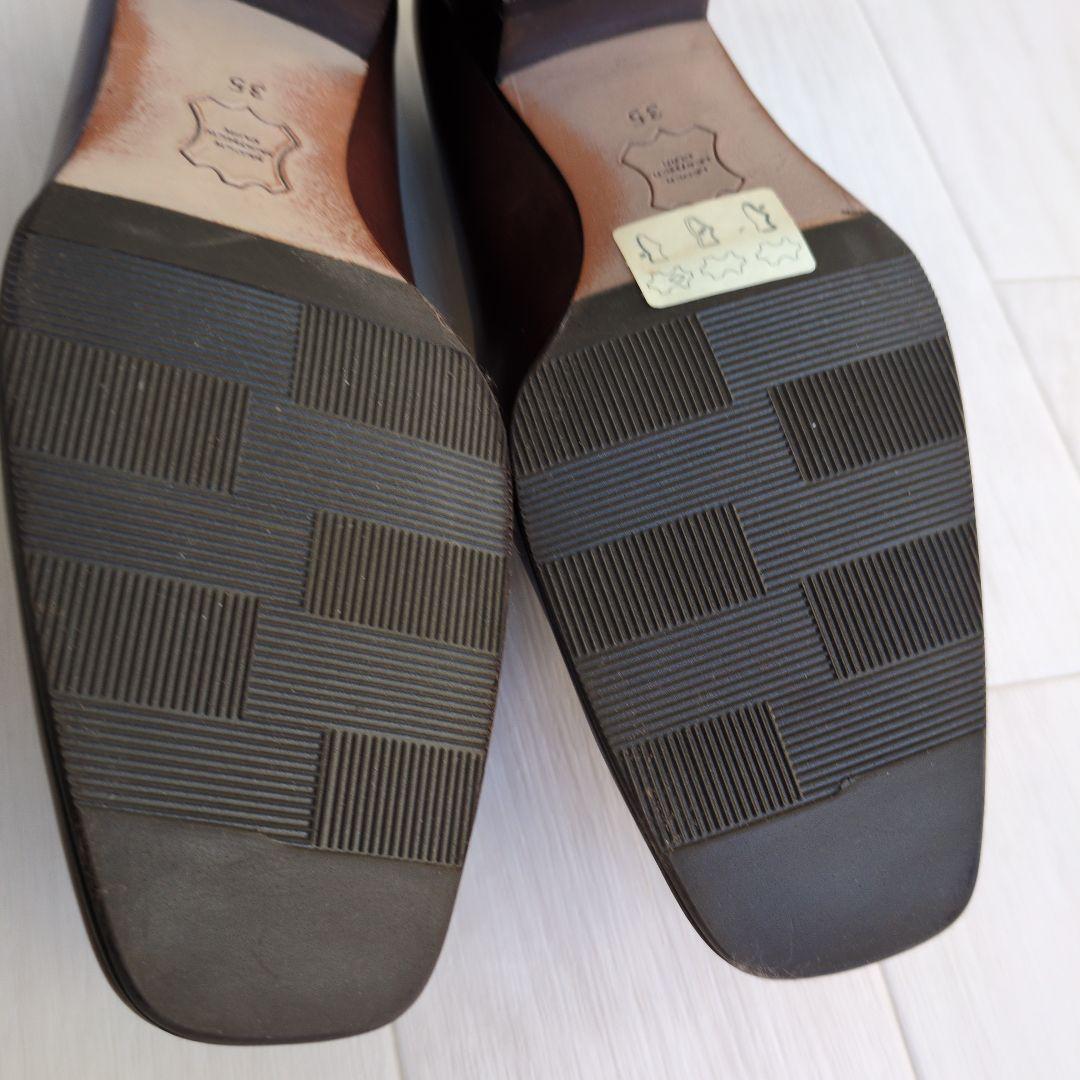 ダークブラウン レザー ローファー 約3cmヒール ダークブラウン レザー ローファー 約3cmヒール