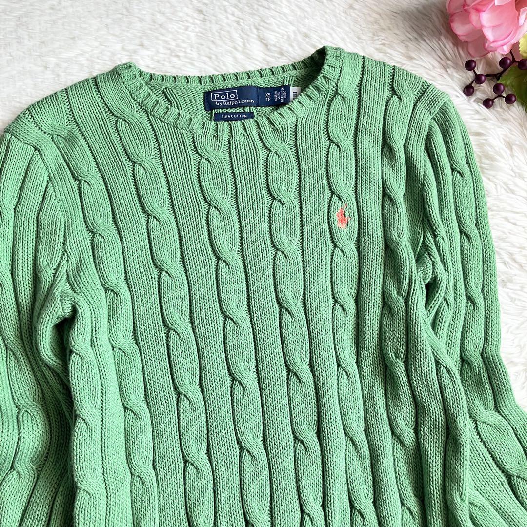 現行 ラルフローレン ポニー刺繍 ピマコットン ケーブルニット S 紫 パープル POLO RALPH LAUREN - 現行 ラルフローレン ポニー刺繍