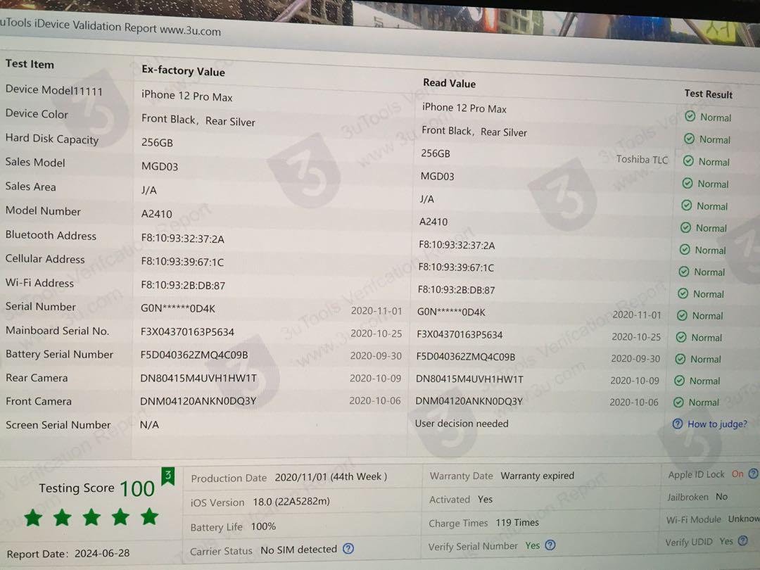 美品Iphone 12ProMax 256gb バッテリー100％