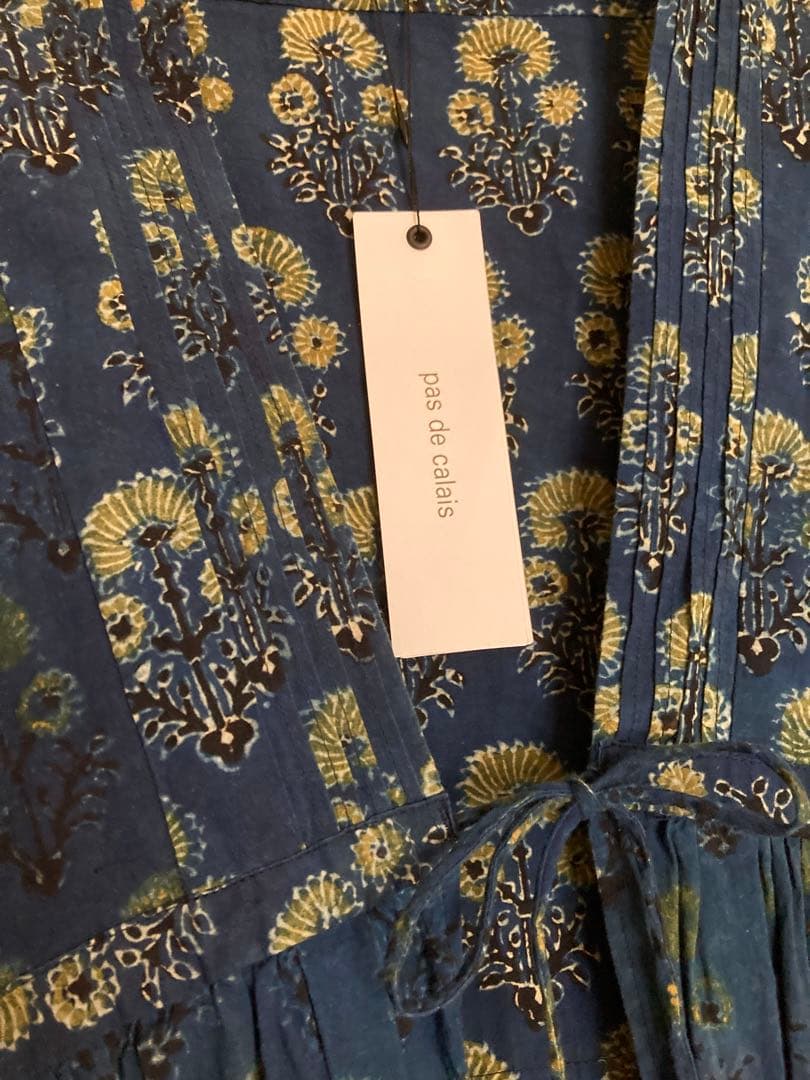 タグ付き新品✨ Pas de Calais パドカレ ブロックプリントワンピース