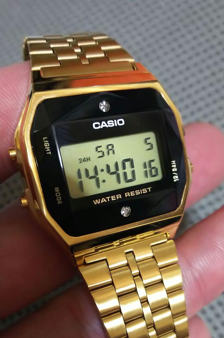 チープカシオ ダイヤモンド A159WGE ゴールド 美品