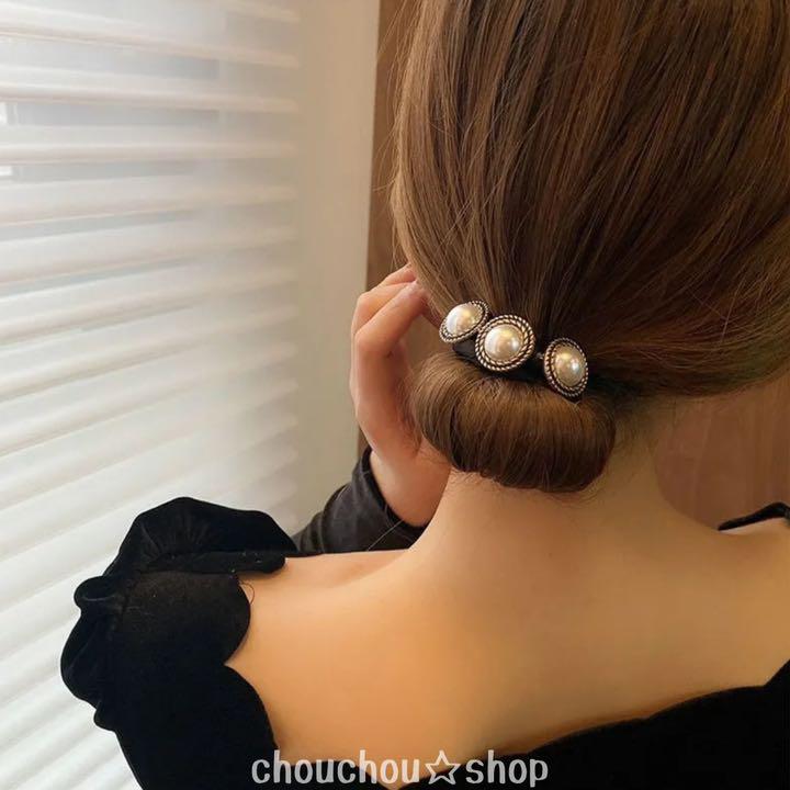 デフトバン お団子ヘアアクセサリ パール エレガント まとめ髪