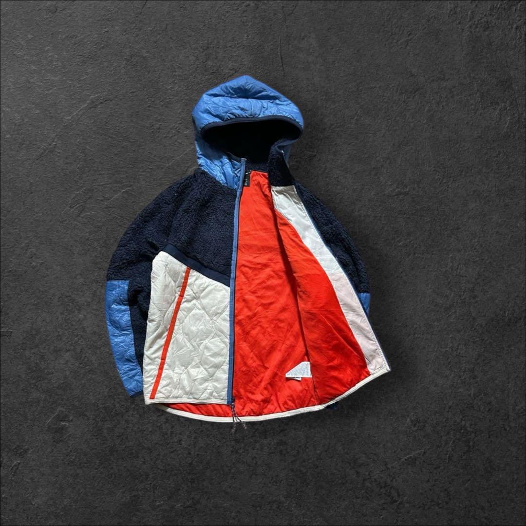 希少デザイン2002年製NIKE古着ボアフリースジャケットフーディ切り返しH87 希少デザイン2002年製NIKE古着ボアフリースジャケットフーディ切り返しH87