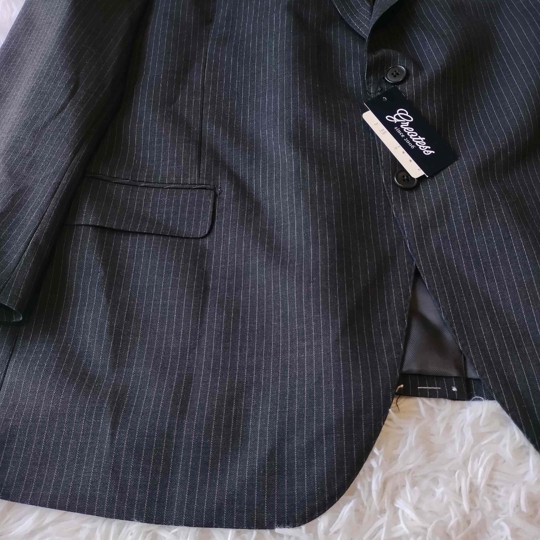 【新品・タグ付】大きいサイズ 5L スーツ セットアップ グレー ストライプ