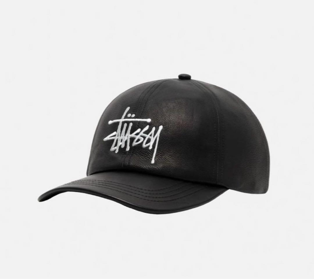 23aw stussy BASIC LEATHER STRAPBACK CAP