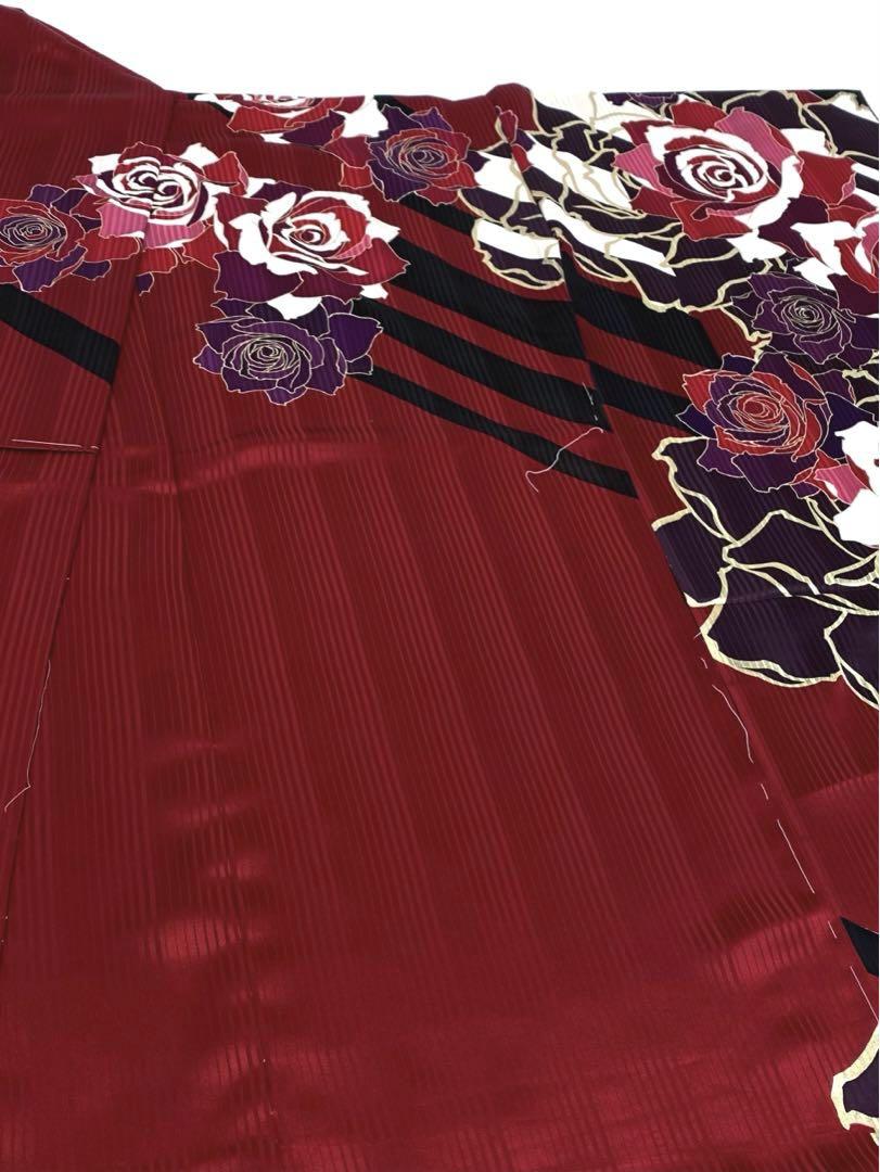 振袖 仮絵羽 手描 刺繍 金駒 ちりめん 正絹 未仕立て品 八掛付き