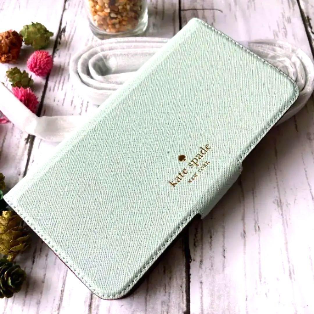 ✨新品✨ケイトスペード/iPhone X/XS /ミント/レザーフォリオケース