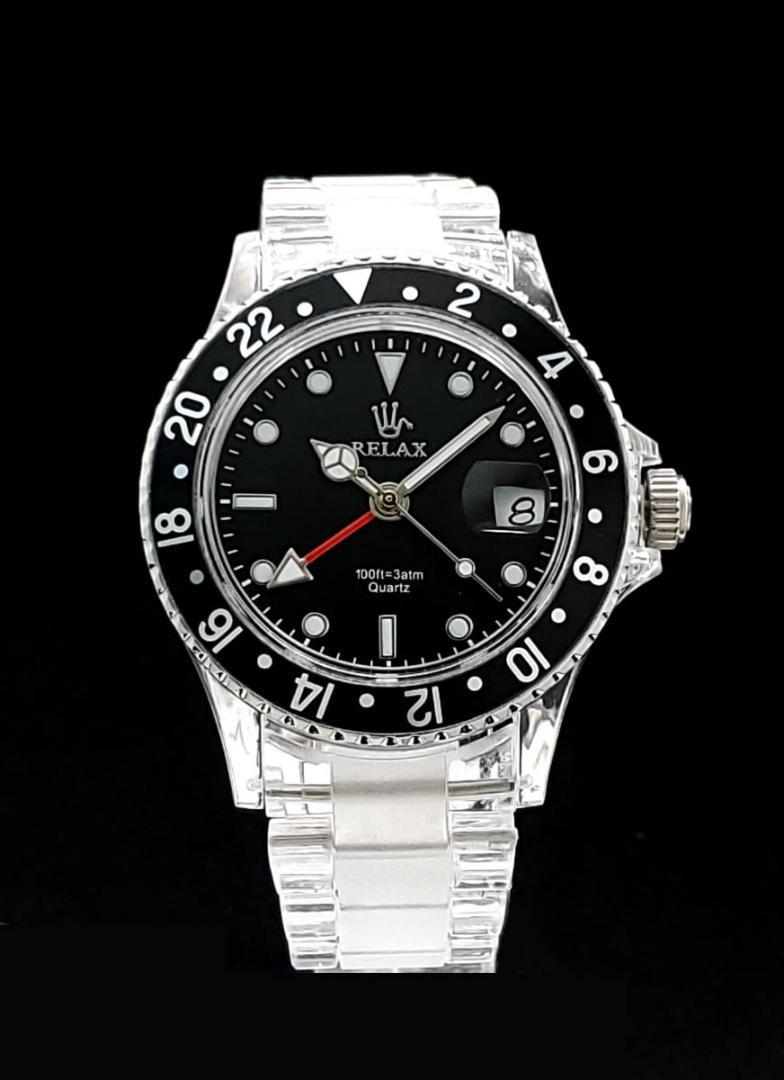 人気送料無料 RELAX GMT 黒 黒 世田谷ベース 2ObF1-m10063319394 リラックス 王冠ロゴ 腕時計 大人気 大得価新品