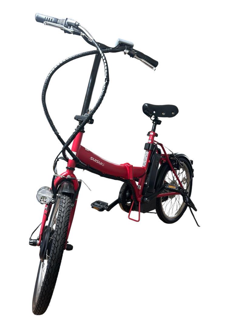豪華ラッピング無料 電動アシスト自転車】SUISUI 折りたたみ式レッド 引き取り限定 自転車本体