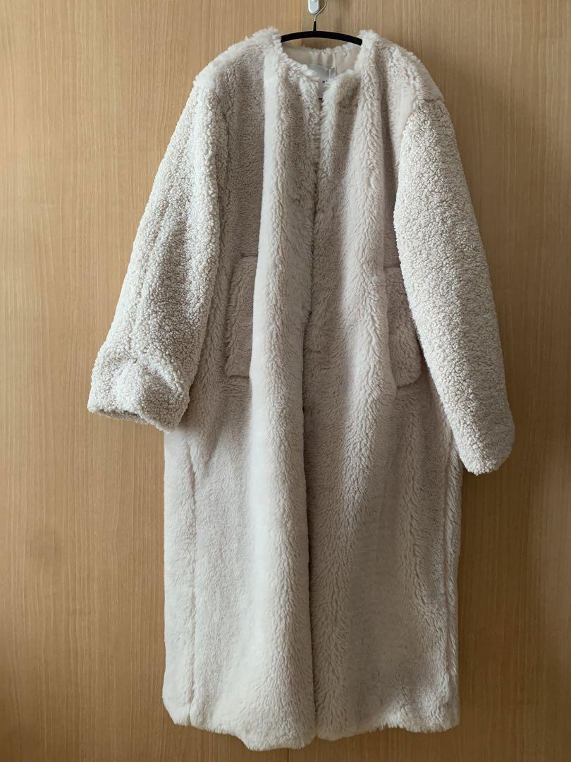 ジャケット・アウター clane mix fur cocoon coat