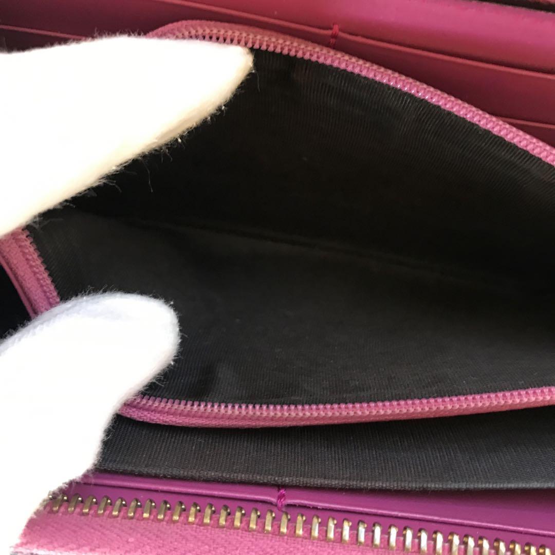 美品 グッチ 長財布 GGシマ ロッキング リボン ピンク