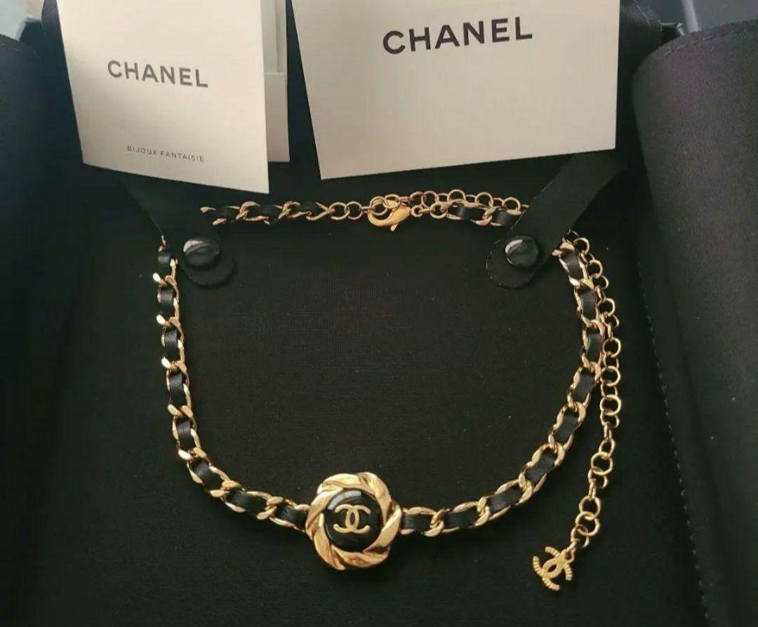 CHANEL　一万円割り引き　希少　ブラック　ゴールド　ネックレス　チョーカー