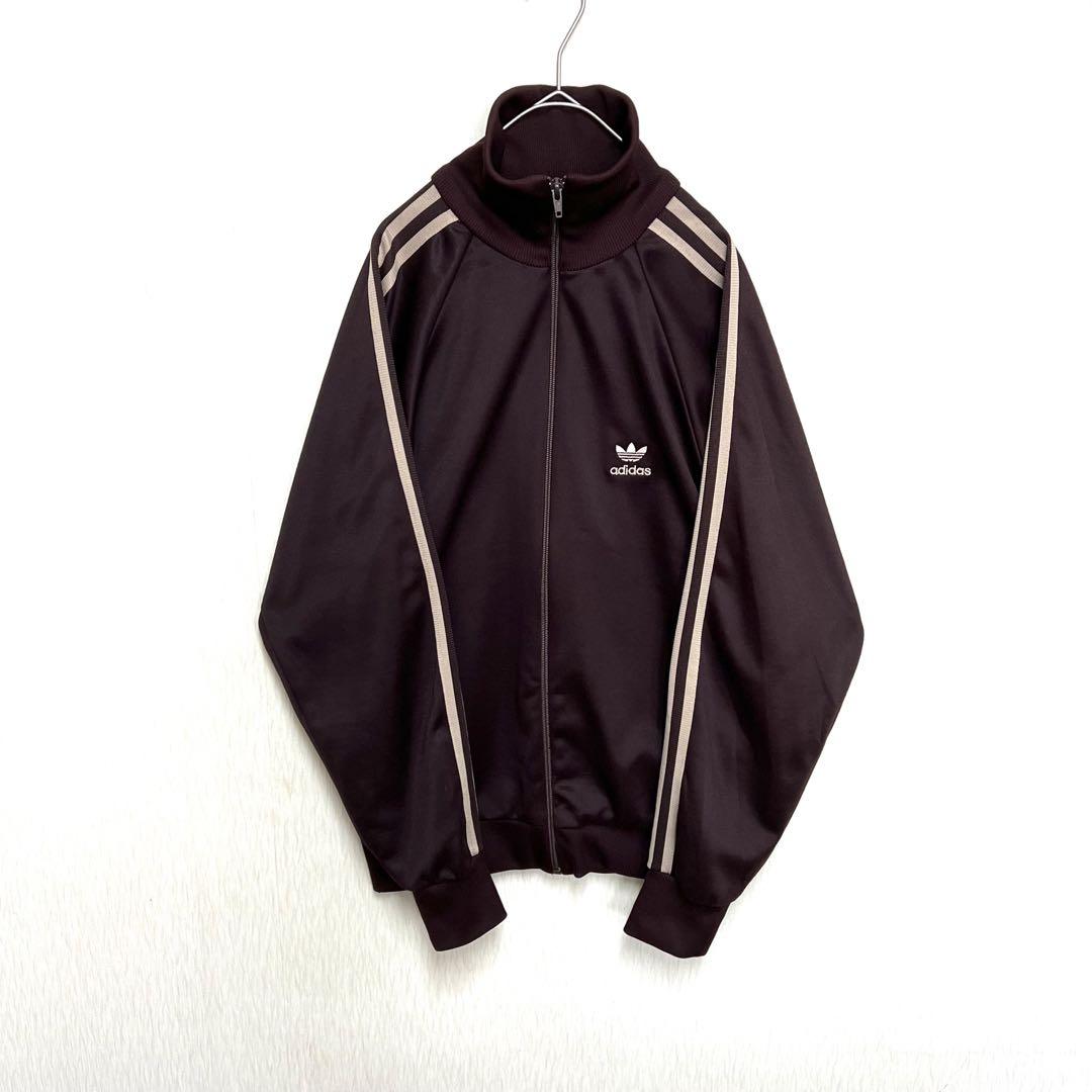 【激レアカラー‼️】デサント製 adidasトラックジャケット 茶 ベージュ 古着