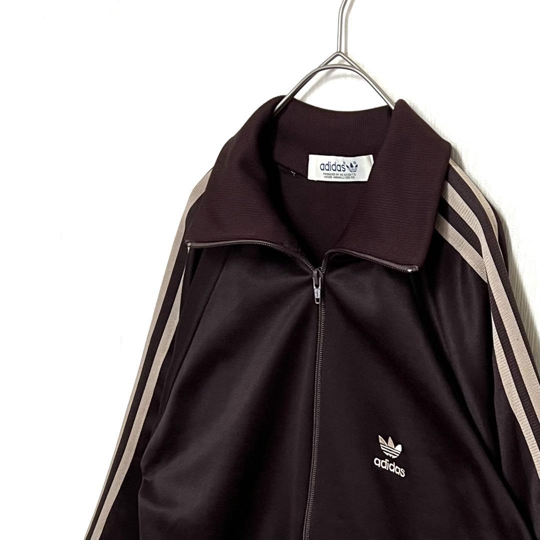 【激レアカラー‼️】デサント製 adidasトラックジャケット 茶 ベージュ 古着