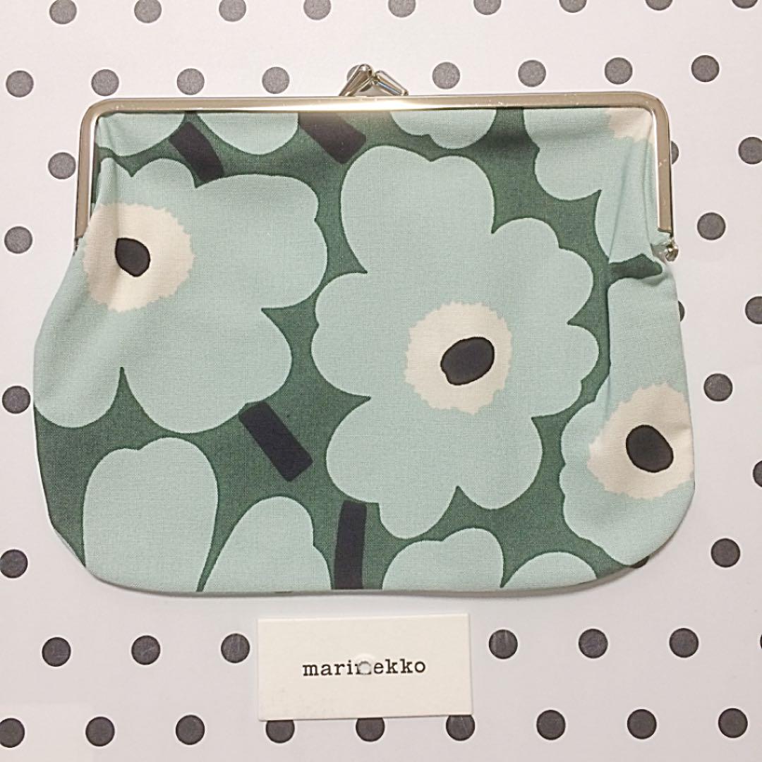 1074円 正規品! ♡マリメッコ がま口 ポーチ ウニッコ ダークグリーン marimekko