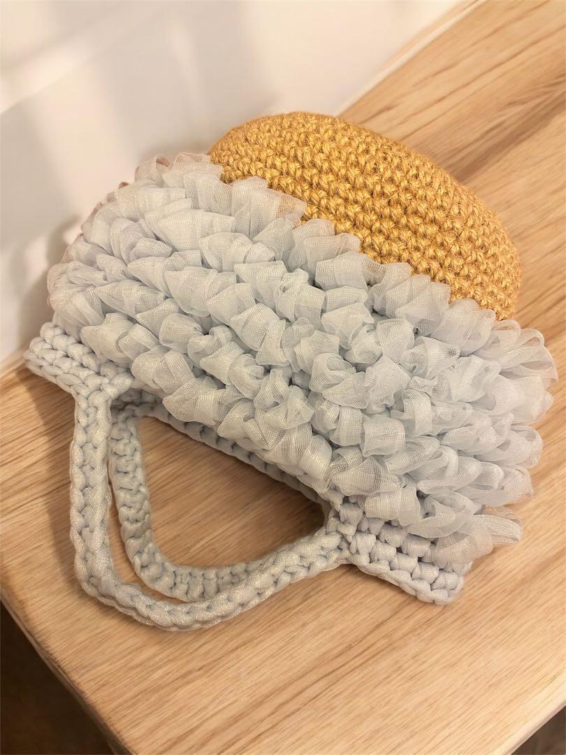 麻紐バッグ　フリルバッグ　トートバッグ　麻ひも　ハンドメイド
