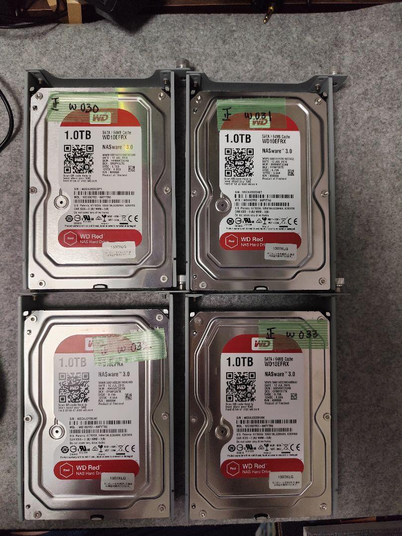 w030~033 中古HDD WD 1TB 3.5インチ SATA　正常 4個